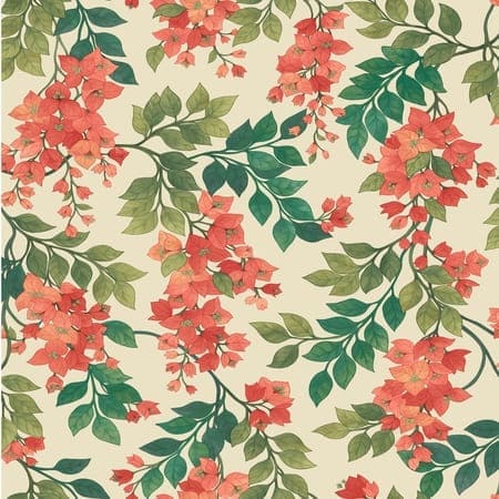 117/6016-CS Bougainvillea Rouge Olive Grn Emerald Crm Cole & Son Wallpaper