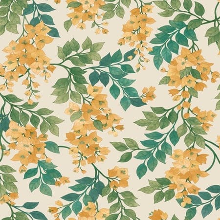 117/6018-CS Bougainvillea Marigold Leaf Green Emerald Parchment Cole & Son Wallpaper