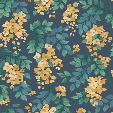 117/6019-CS Bougainvillea Ochre Viridian Petrol On Ink Cole & Son Wallpaper