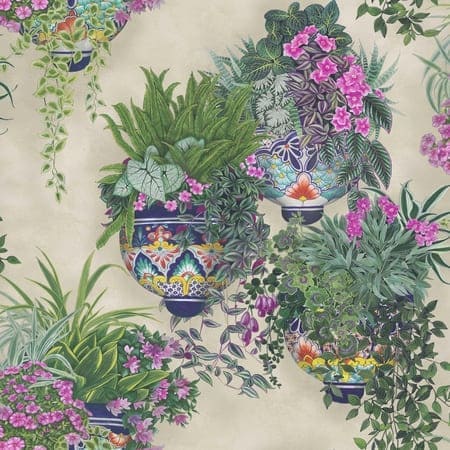 117/9027-CS Talavera Magenta & Spring Greens On Stone Cole & Son Wallpaper