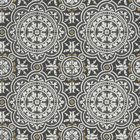 117/8022-CS Piccadilly Grey & Metallic Gold On Black Cole & Son Wallpaper