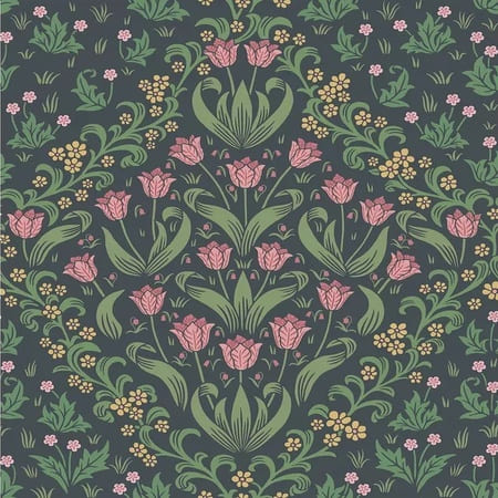 118/2003-CS TUDOR GARDEN Plum Olive Green Cole & Son Wallpaper