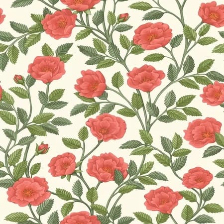 118/7013-CS HAMPTON ROSES Rouge Spring Green Cole & Son Wallpaper