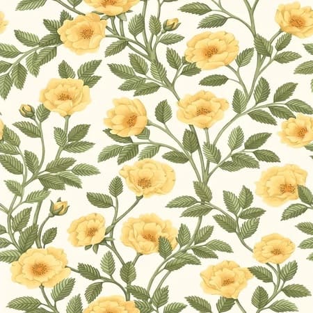 118/7015-CS HAMPTON ROSES Marigold Olive Green Cole & Son Wallpaper