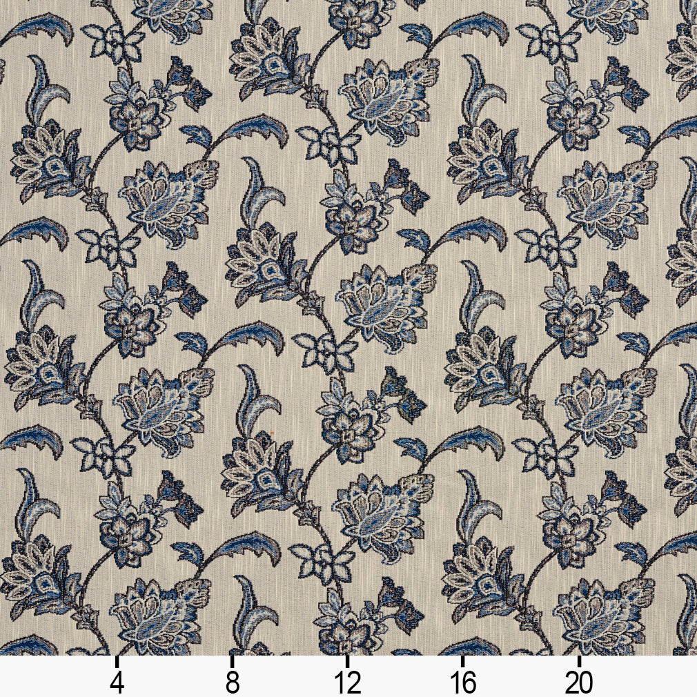 1191 Floral Persian Blue  Blue Charlotte Fabrics