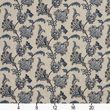 1191 Floral Persian Blue  Blue Charlotte Fabrics