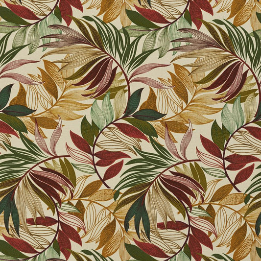 1237 Leaves,Tropical & Botanical Gold & Yellow,Green,Red & Burgundy Charlotte Fabrics Prints