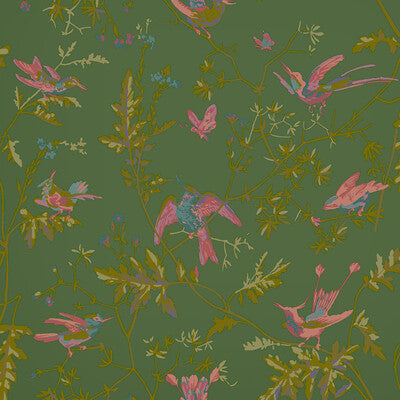 124/1005-CS HUMMINGBIRDS SAGE/PINK COLE & SON Wallpaper