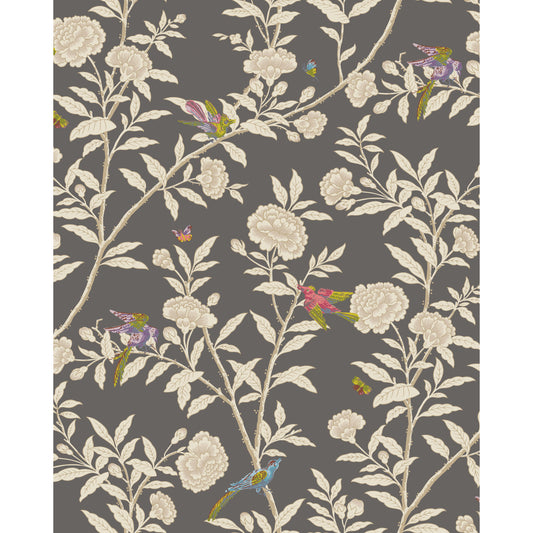 127/4019-CS COLE & SON ROSEBERRY WITH BIRDS CHARCOAL