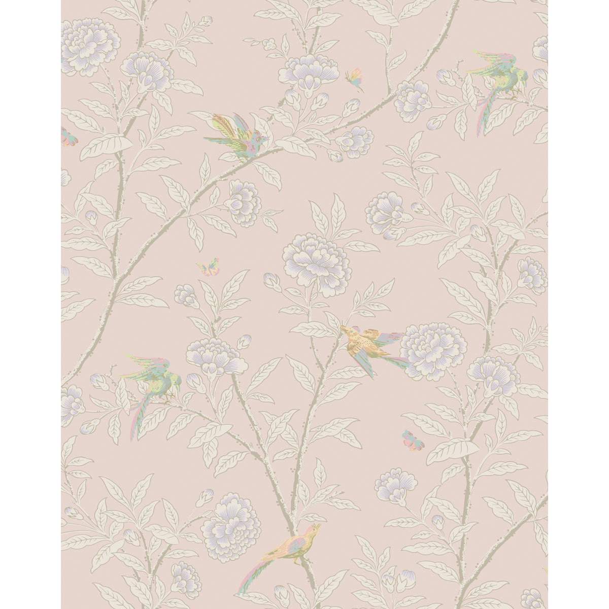 127/4020-CS COLE & SON ROSEBERRY WITH BIRDS PINK