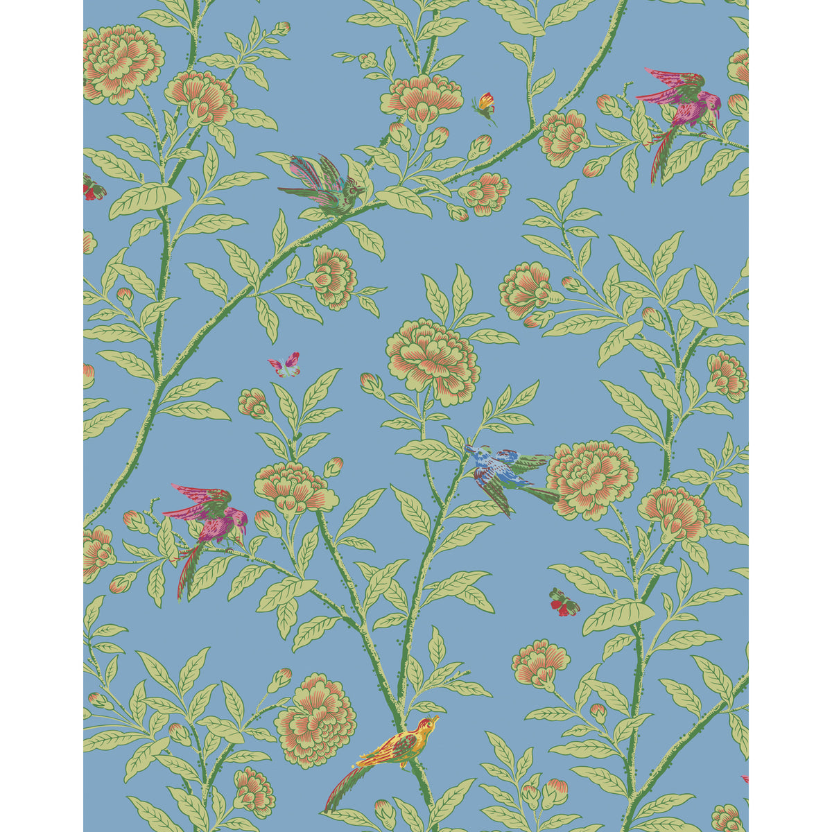 127/4022-CS COLE & SON ROSEBERRY WITH BIRDS BLUE