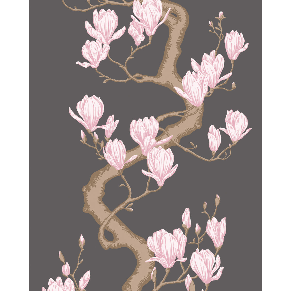 128/1001-CS COLE & SON MAGNOLIA TREE CHARCOAL/PINK