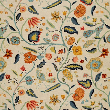 1307000 APSLEY VINE Apricot Teal Schumacher Fabric