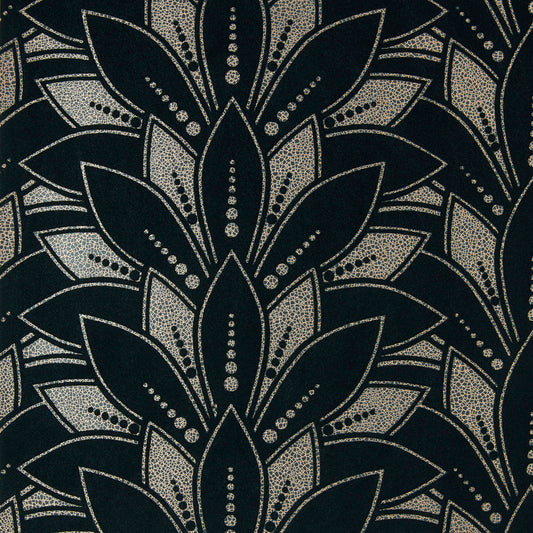 139FLOCK03 1838-Wallcoverings WALLPAPER - WP # 03 JET ELODIE