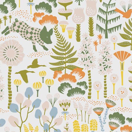 1450 HOPPMOSSE Ivory And Multi Schumacher Wallpaper