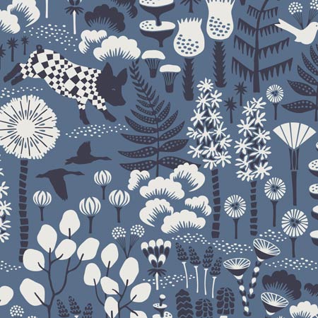 1453 HOPPMOSSE Blue Schumacher Wallpaper