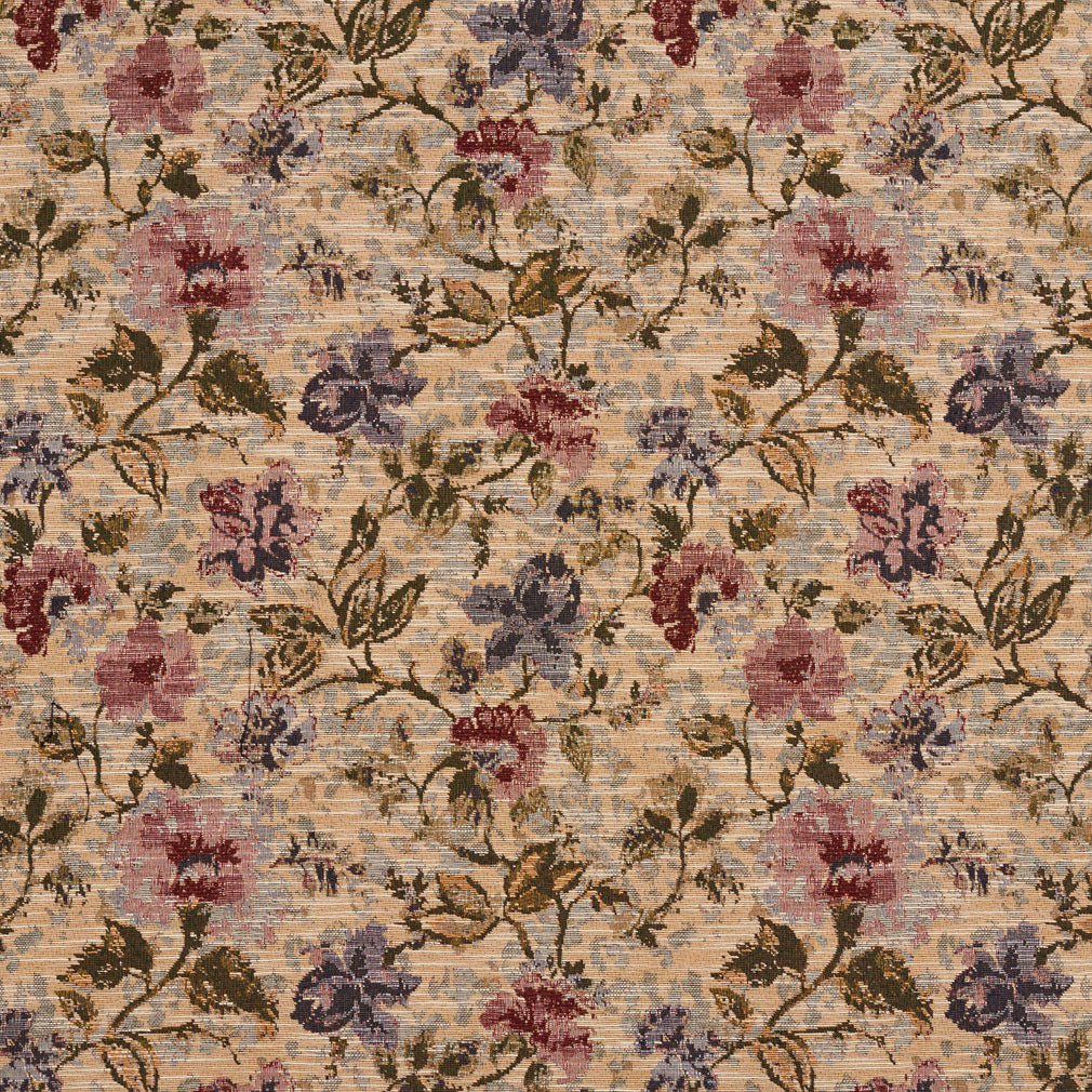 1520 Floral Wildberry Blue,Red & Burgundy Charlotte Fabrics