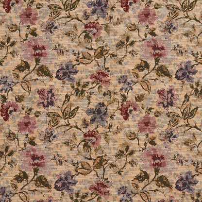 1520 Floral Wildberry Blue,Red & Burgundy Charlotte Fabrics