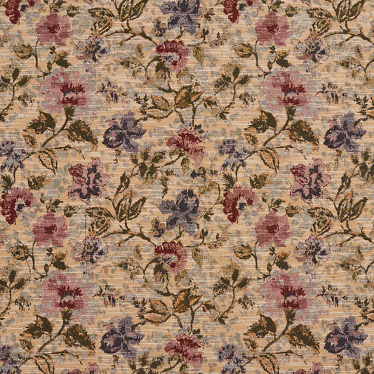 1520 Floral Wildberry Blue,Red & Burgundy Charlotte Fabrics