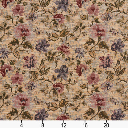 1520 Floral Wildberry Blue,Red & Burgundy Charlotte Fabrics