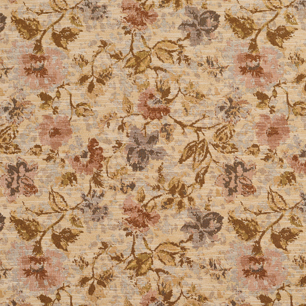 1521 Floral Antique Orange & Rust Charlotte Fabrics