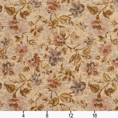 1521 Floral Antique Orange & Rust Charlotte Fabrics