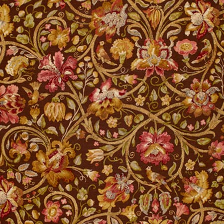 172723 FLEURS DE TOURAINE Mahogany Schumacher Fabric