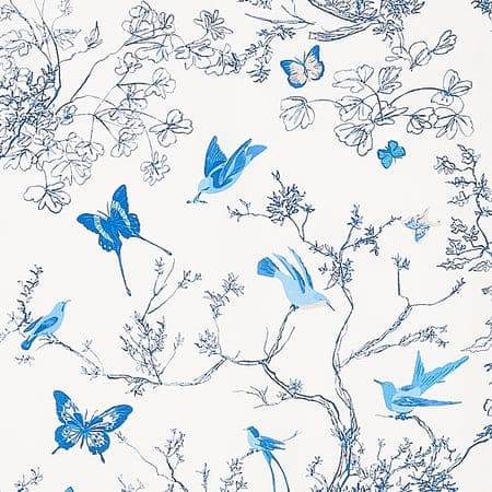 174761 BIRDS & BUTTERFLIES Porcelain Schumacher Fabric