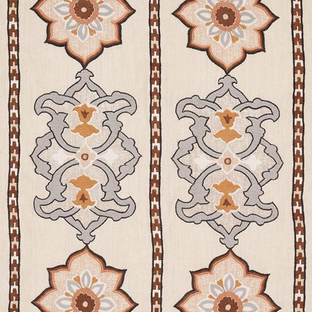 175182 TEMARA HAND EMBROIDERED PRINT Natural Schumacher Fabric