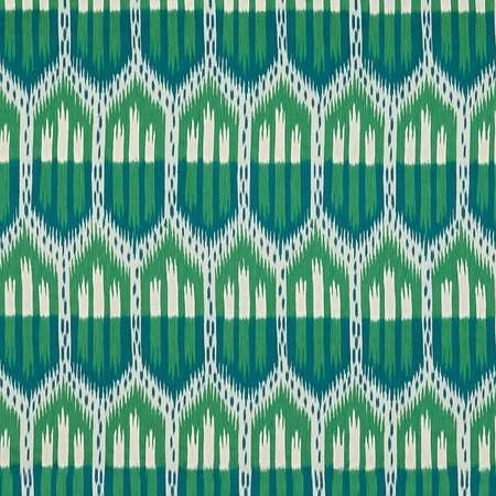 176083 BUKHARA IKAT Emerald Peacock Schumacher Fabric