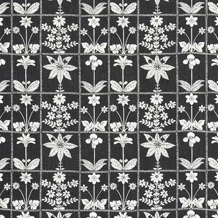 180893 GEORGIA WILDFLOWERS Black Schumacher Fabric