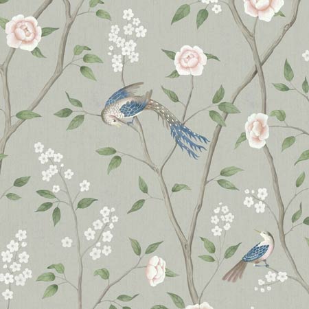 1903 PARADISE BIRDS Mineral Shimmer Schumacher Wallpaper