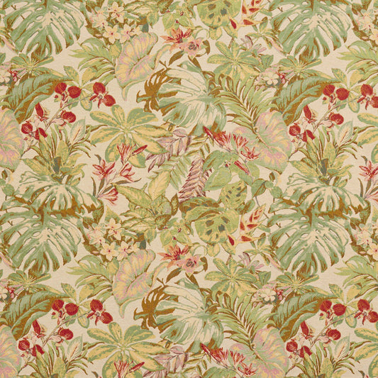 1950 Leaves,Tropical & Botanical Green,Red & Burgundy Charlotte Fabrics Woven Patterns