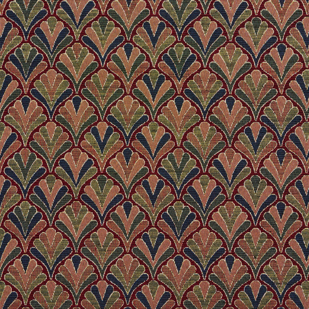 1973 Abstract & Geometric Merlot Fan Red & Burgundy Charlotte Fabrics