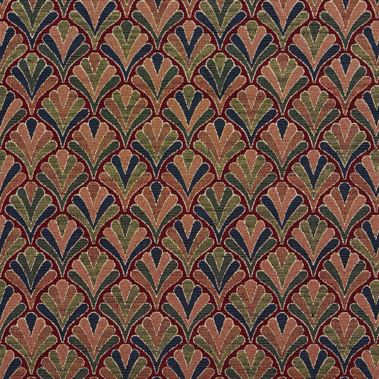 1973 Abstract & Geometric Merlot Fan Red & Burgundy Charlotte Fabrics