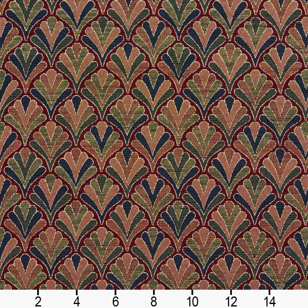 1973 Abstract & Geometric Merlot Fan Red & Burgundy Charlotte Fabrics