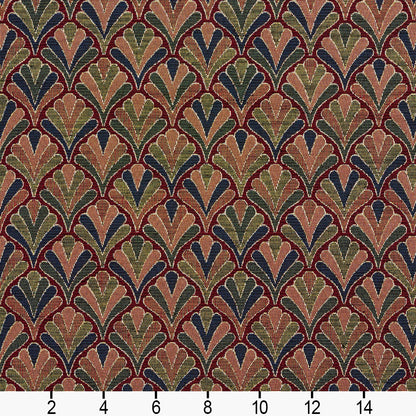 1973 Abstract & Geometric Merlot Fan Red & Burgundy Charlotte Fabrics