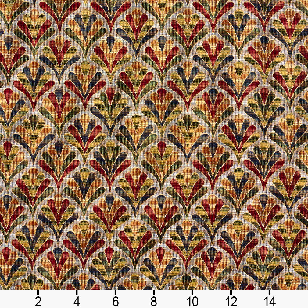 1974 Abstract & Geometric Heather Fan Red & Burgundy Charlotte Fabrics