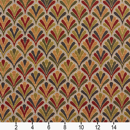 1974 Abstract & Geometric Heather Fan Red & Burgundy Charlotte Fabrics
