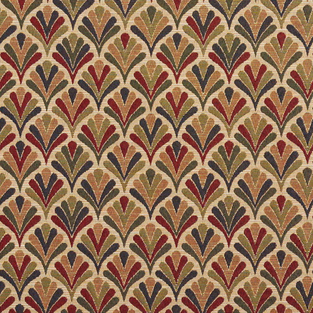 1976 Abstract & Geometric Ecru Fan Red & Burgundy Charlotte Fabrics
