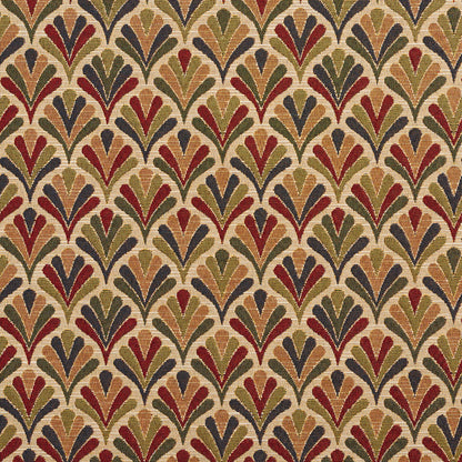 1976 Abstract & Geometric Ecru Fan Red & Burgundy Charlotte Fabrics