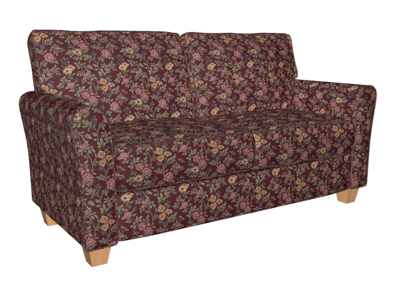 1977 Floral Merlot Bouquet Red & Burgundy Charlotte Fabrics