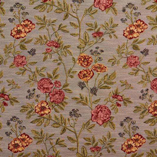 1978 Floral Heather Bouquet Blue,Orange & Rust,Pink Charlotte Fabrics