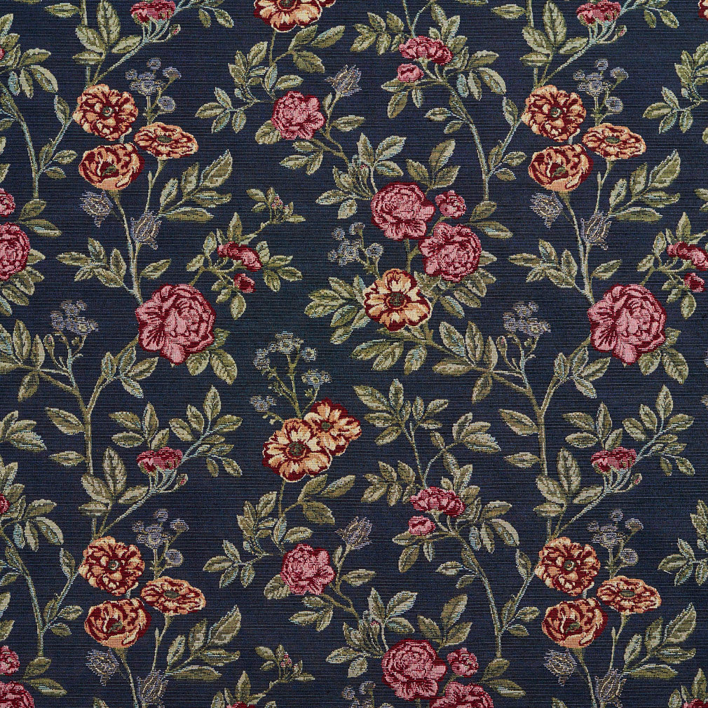 1979 Floral Navy Bouquet Blue Charlotte Fabrics