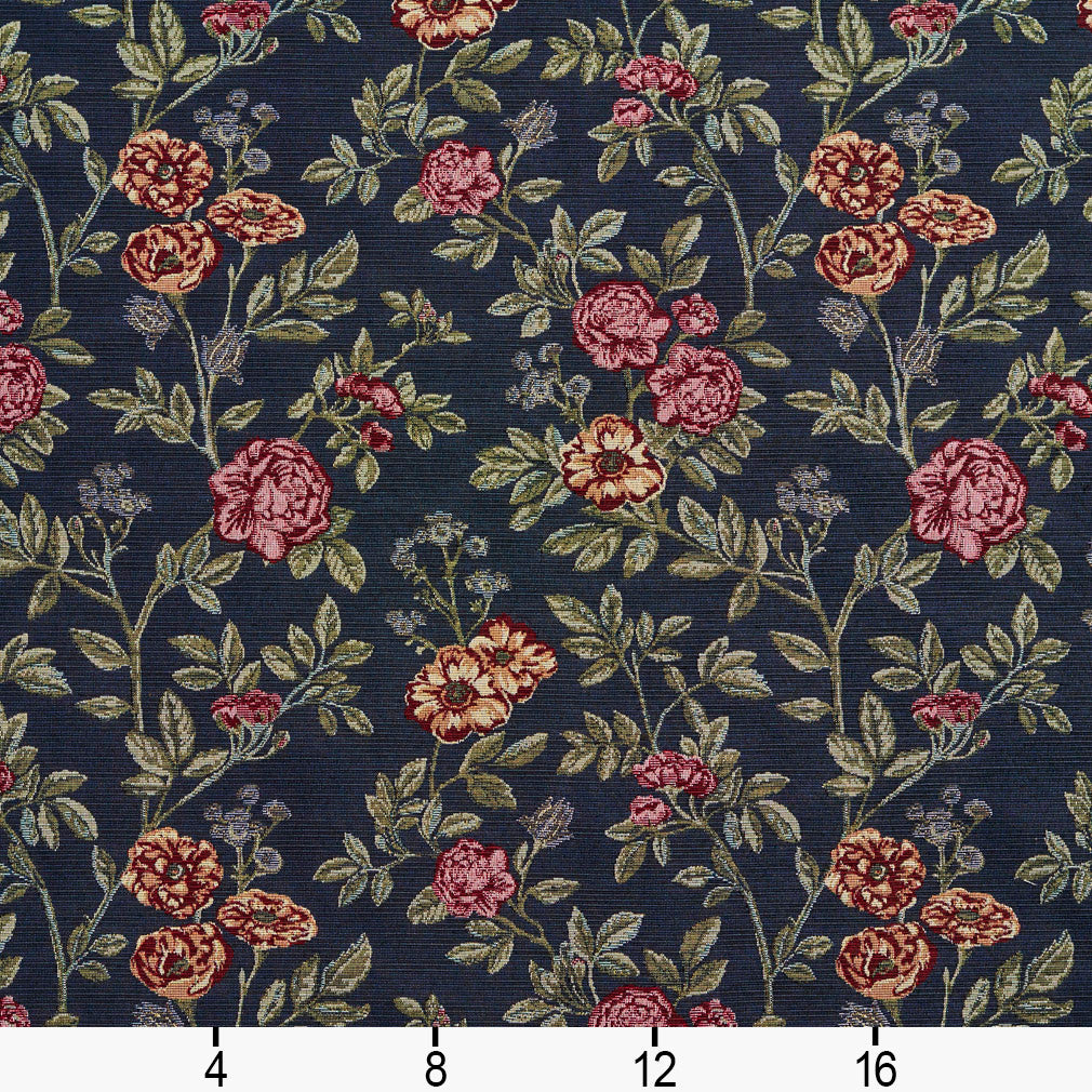 1979 Floral Navy Bouquet Blue Charlotte Fabrics