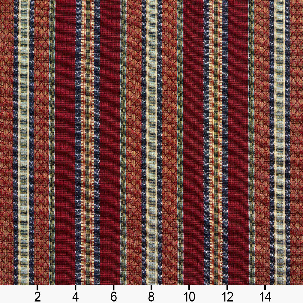 1985 Stripe Merlot Stripe Red & Burgundy Charlotte Fabrics