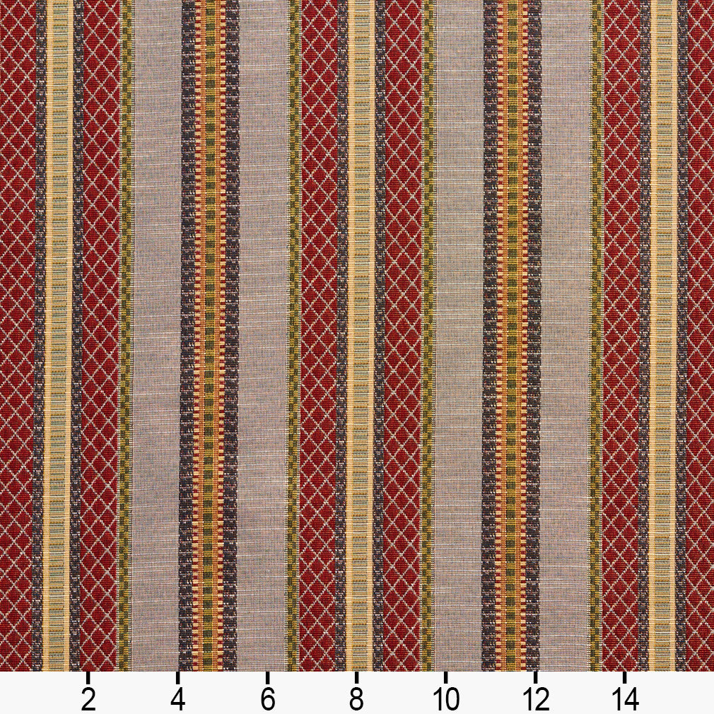 1986 Stripe Heather Stripe Blue,Red & Burgundy Charlotte Fabrics