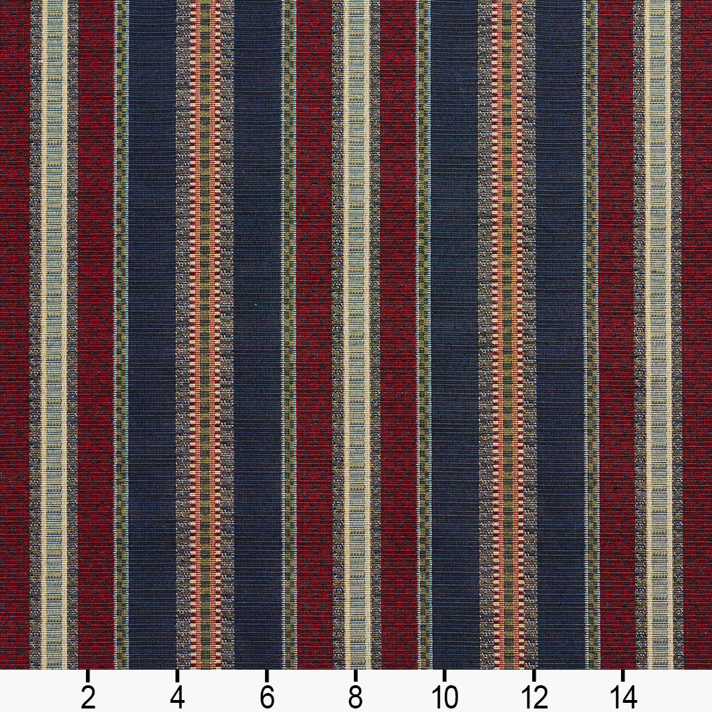 1987 Stripe Navy Stripe Blue,Red & Burgundy Charlotte Fabrics