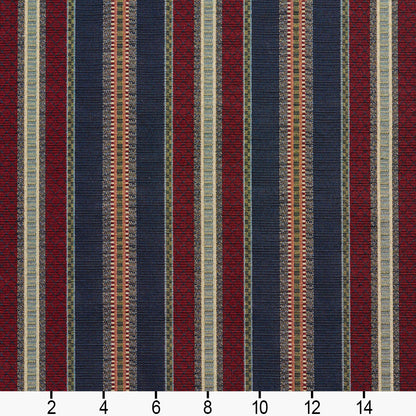 1987 Stripe Navy Stripe Blue,Red & Burgundy Charlotte Fabrics