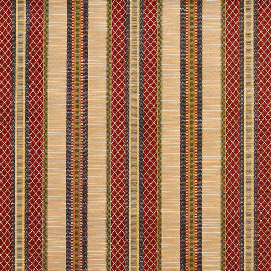 1988 Stripe Ecru Stripe Blue,Red & Burgundy Charlotte Fabrics